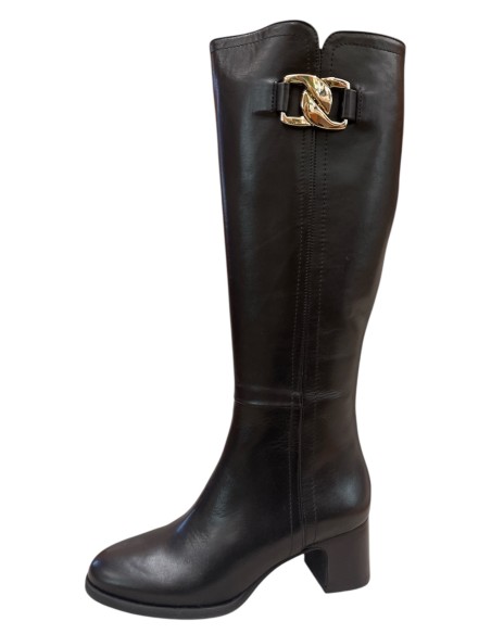 Stivale lungo donna in pelle nera con tacco 5 cm e zip interna| Bettin Calzature