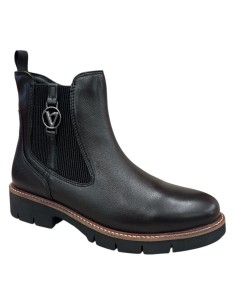 Stivaletto corto Valleverde in pelle nera con guardolo cuoio | Bettin Calzature