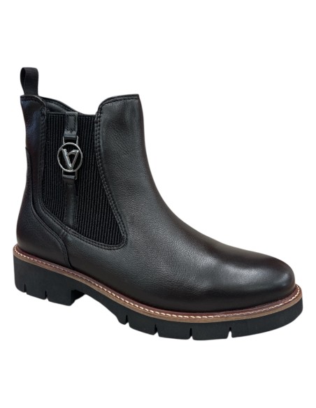 Stivaletto corto Valleverde in pelle nera con guardolo cuoio | Bettin Calzature