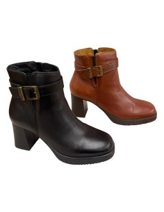 Stivaletto corto Valleverde tacco 6 in pelle nera o cuoio | Bettin Calzature