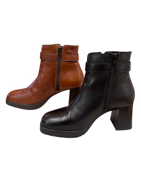 Stivaletto corto Valleverde tacco 6 in pelle nera o cuoio | Bettin Calzature