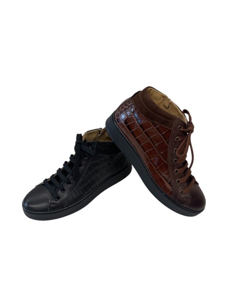 Stivaletto sneakers donna in pelle con cocco stampato e plantare estraibile | BettinCalzature