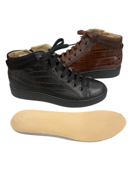 Stivaletto sneakers donna in pelle con cocco stampato e plantare estraibile | BettinCalzature