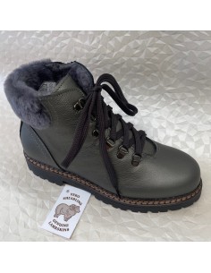 Stivaletto donna in pelle grigio con fodera agnello | Bettin Calzature