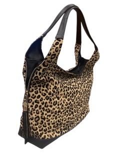 Borsa a spalla in leopardino o camoscio con vitello nero | Bettincalzature