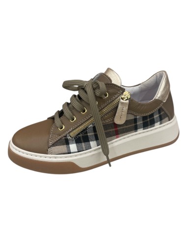 Sneakers donna vitello e tessuto scozzese artigianale | Bettincalzature