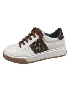 Sneakers donna pelle panna e leopardata o grigia | Bettincalzature