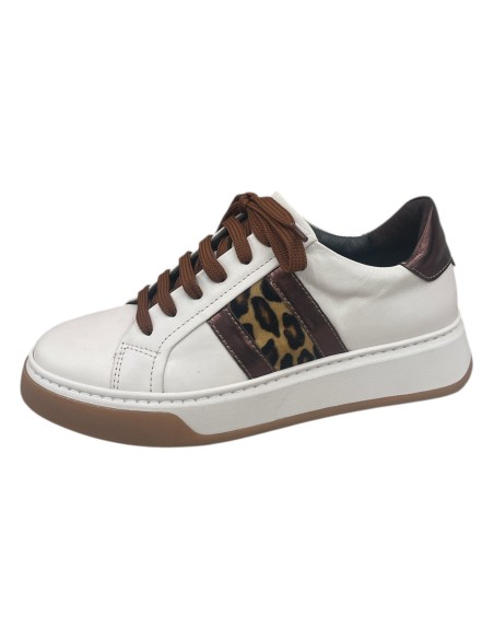 Sneakers donna pelle panna e leopardata o grigia | Bettincalzature