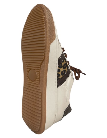 Sneakers donna pelle panna e leopardata o grigia | Bettincalzature