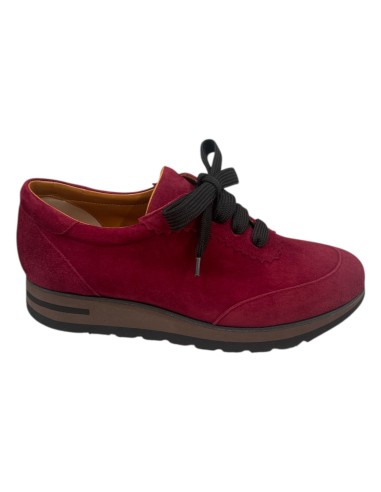 Scarpa sportiva allacciata in camoscio bordeaux donna | Bettincalzature