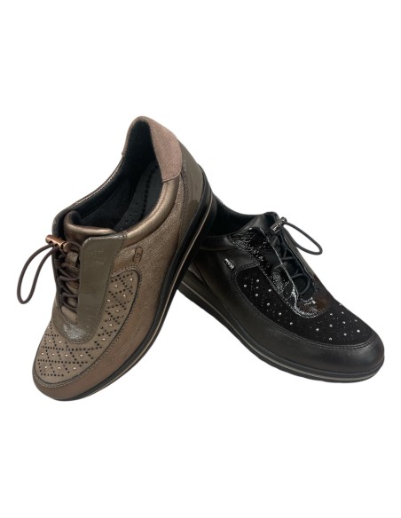 Sneakers Valleverde donna pelle e camoscio con laccio elastico | Bettincalzature