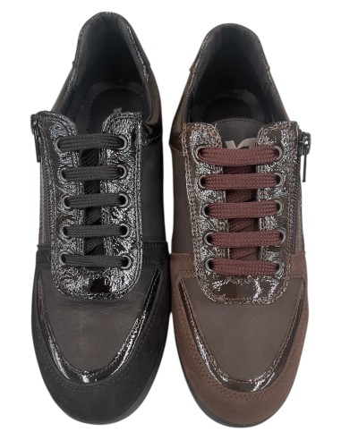 Sneakers Valleverde donna vernice e camoscio nero o testa di moro con zip | Bettincalzature