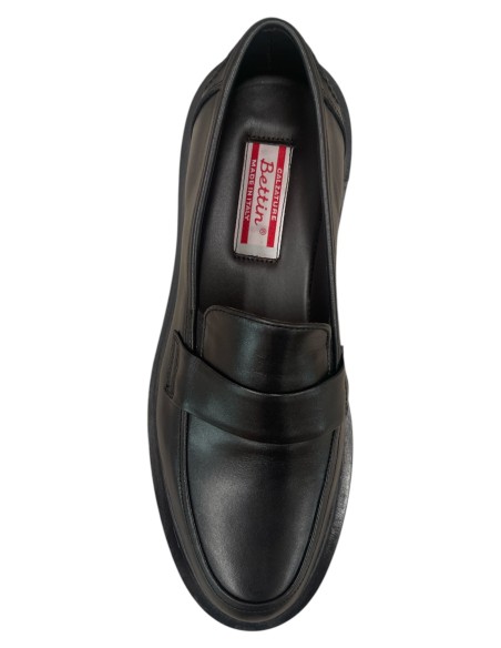 Mocassino uomo nappa nera a sacchetto fondo gomma strutturato | Bettin calzature