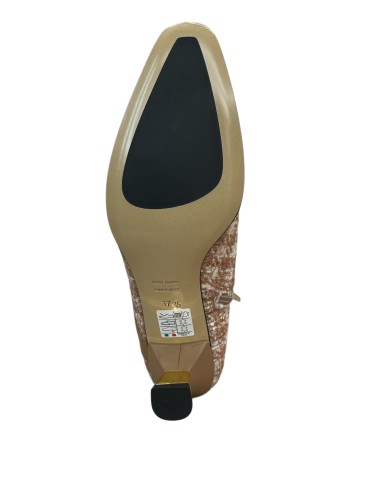 Stivaletto donna tessuto e pelle noisette con tacco oro | Bettin Calzature