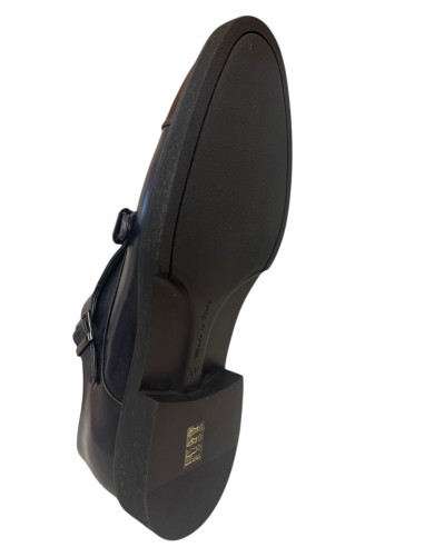 Doppia fibbia uomo artigianale blu anticata | Bettin Calzature