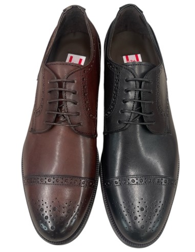 Scarpa stringata uomo vitello nero o marrone con fondo cuoio + Morflex Vibram e coda di rondine | Bettin Calzature