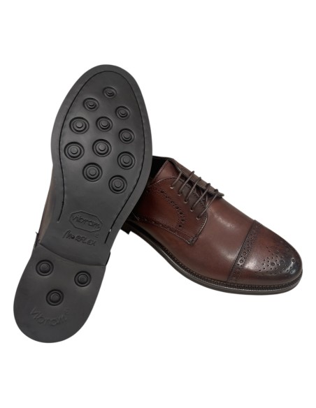 Scarpa stringata uomo vitello nero o marrone con fondo cuoio + Morflex Vibram e coda di rondine | Bettin Calzature