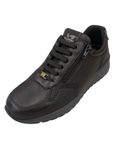 Scarpa sportiva stringata uomo Valleverde con zip in pelle nera | Bettin Calzature