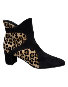 Stivaletto donna camoscio nero e leopardino tacco 5 cm | Bettin Calzature