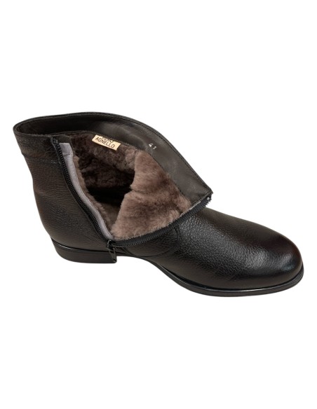 Stivaletto uomo in cervo nero con fodera in agnello e zip laterale | Bettin Calzature