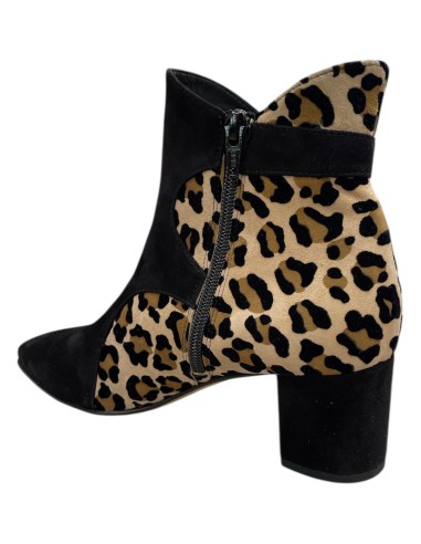 Stivaletto donna camoscio nero e leopardino tacco 5 cm | Bettin Calzature