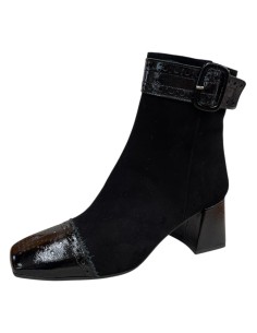 Stivaletto donna camoscio e naplac nero tacco 5 cm | Bettin Calzature
