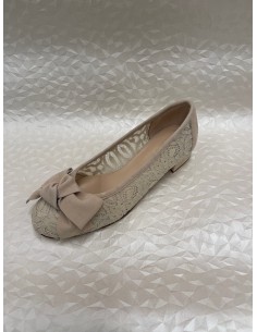 Ballerina Donna in Pizzo Beige con Dettagli in Camoscio – Elegante e Leggera – Bettin Calzature