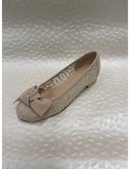 Ballerina Donna in Pizzo Beige con Dettagli in Camoscio – Elegante e Leggera – Bettin Calzature