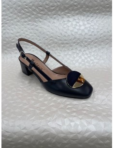 Slingback Donna in Nappa Blu con Fibbia in Camoscio – Tacco 5 cm – Bettin Calzature