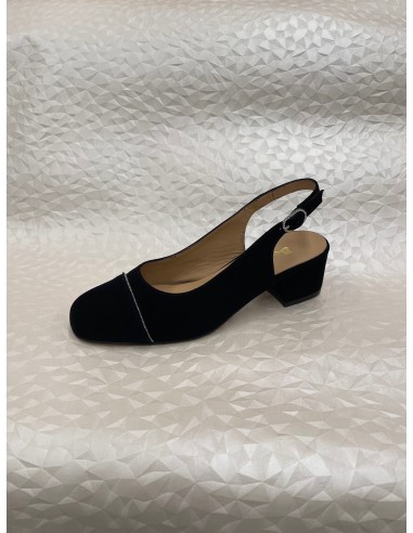 Slingback Donna in Camoscio Nero con Inserto Argento – Tacco 4,5 cm – Bettin Calzature