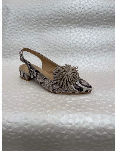 Slingback Donna Stampa Pitone Roccia con Accessorio in Camoscio – Tacco 3 cm – Bettin Calzature