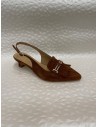 Slingback Donna in Camoscio Cuoio con Frangia e Morsetto – Tacco Rocchetto – Bettin Calzature