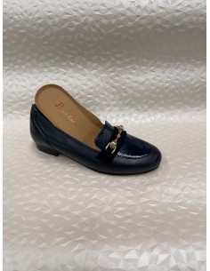 Mocassino Donna in Nappa Blu con Morsetto Oro – Plantare Estraibile – Bettin Calzature