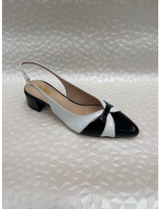 Slingback Donna Bianco e Nero con Punta Sfilata – Tacco 3 cm – Bettin Calzature