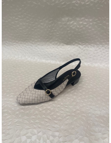 Slingback Donna in Nappa Intrecciata Ghiaccio – Tacco 3 cm – Bettin Calzature