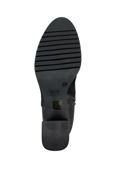 Stivaletto donna camoscio e pelle stampata nero tacco 5 cm | Bettin Calzature