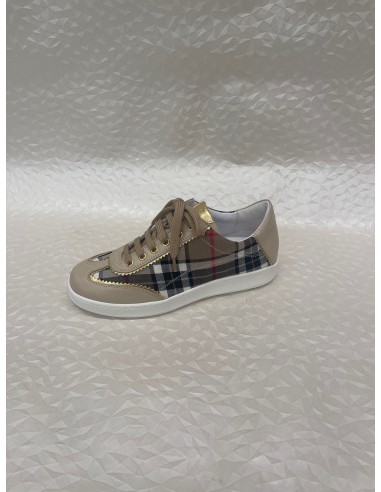 Sneakers Allacciata Beige con Inserto Scozzese Beige Nero Rosso – Bettin Calzature