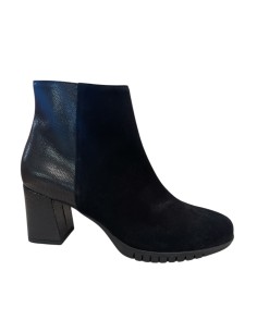Stivaletto donna camoscio e pelle stampata nero tacco 5 cm | Bettin Calzature