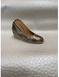 Décolleté Donna con Zeppa in Pitone Oro – Plantare Estraibile – Bettin Calzature