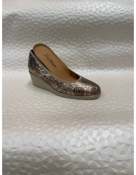 Décolleté Donna con Zeppa in Pitone Oro – Plantare Estraibile – Bettin Calzature