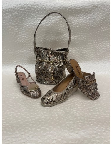 Coordinato Donna Pitone Oro – Borsa Secchiello e Slingback Décolleté o Ciabattina – Bettin Calzature