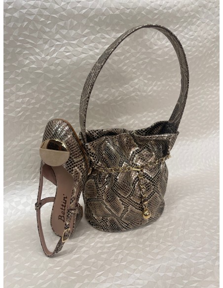 Coordinato Donna Pitone Oro – Borsa Secchiello e Slingback Décolleté o Ciabattina – Bettin Calzature