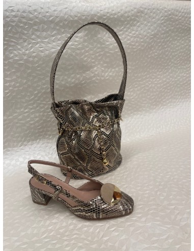 Coordinato Donna Pitone Oro – Borsa Secchiello e Slingback Décolleté o Ciabattina – Bettin Calzature