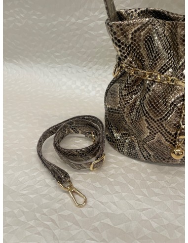 Borsa Secchiello Donna in Pelle Pitone Oro – Tracolla e Catena – Bettin Calzature