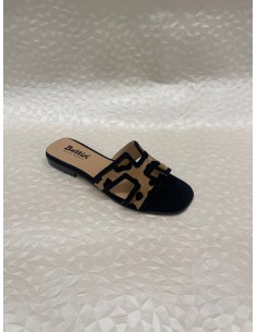 Ciabattina Donna  H Camoscio Nero con Inserto Leopardato – Tacco 2 cm – Bettin Calzature