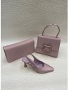 Coordinato Cerimonia Donna Rafia Glicine – Slingback e Borsa – Bettin Calzature