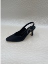 Slingback Donna in Tessuto Glamour Nero con Strass – Tacco 6 cm – Bettin Calzature