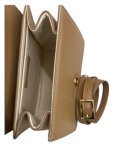 Borsa a mano in pelle e tessuto noisette con tracolla | Bettin Calzature