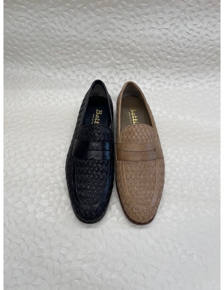 Mocassino Uomo Intrecciato Spina di Pesce in Pelle – Fondo Cuoio – Bettin Calzature