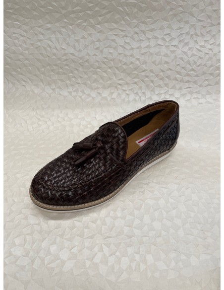Slip-On Uomo Intrecciato Blu o Testa di Moro con Pompon – Fondo Gomma bianca – Bettin Calzature